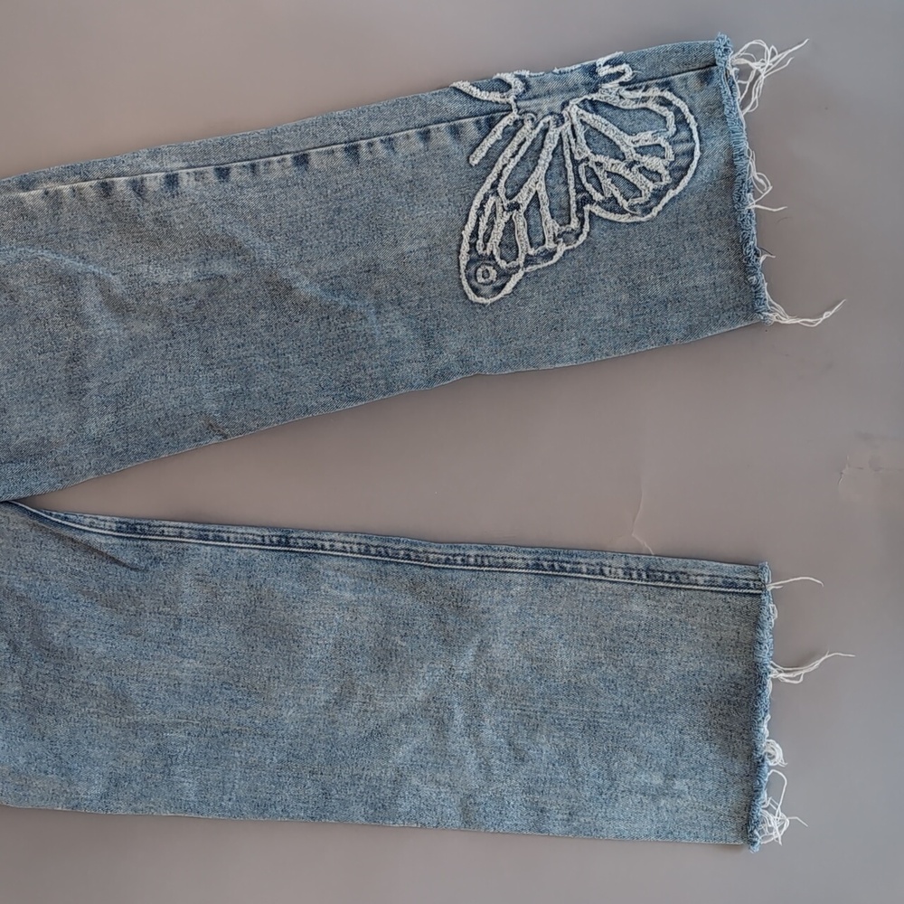 Wide Leg Butterfly Medium Wash Pac Sun Blue Jeans - Picture 5 of 11